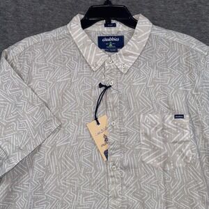 Chubbies Mens XXL No Such Thing Short Sleeve Button Shirt Geometric Beige NEW